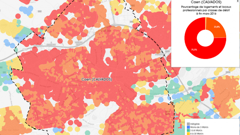 Découvrez les cartes du déploiement très haut débit à Caen