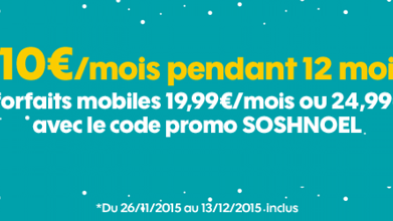 Sosh : une remise de 10€ pendant 1 an sur les forfaits à 19.99€ et 24.99€/mois