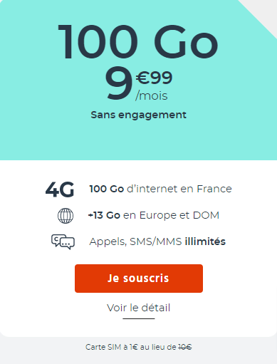 🔥 Forfait mobile pas cher : Cdiscount 100Go à 9,99€/mois