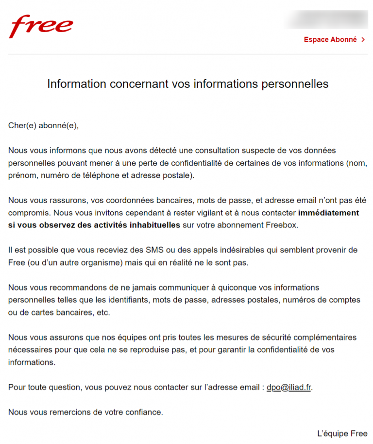 envoyer un mail de réclamation à free