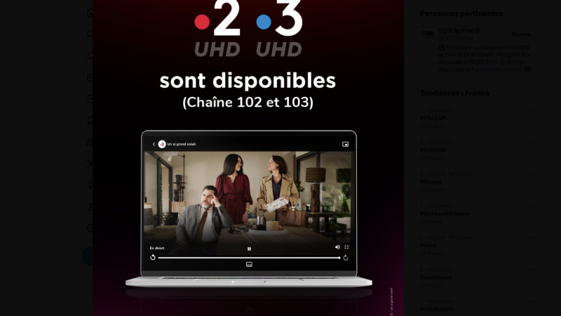 Free lance officiellement France 3 UHD sur les Freebox