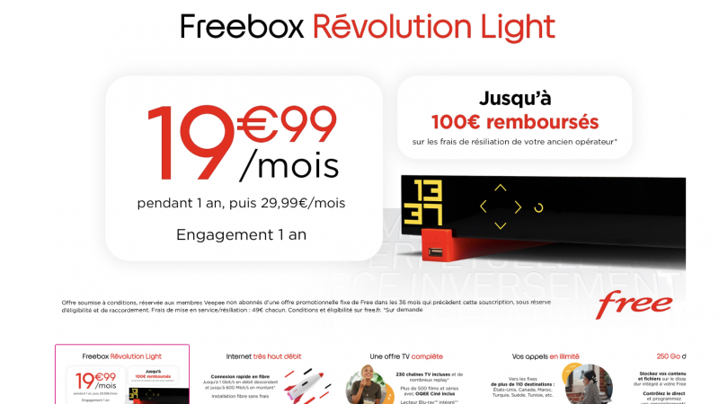 Free lancia la nuova vendita speciale Freebox Revolution Light a prezzo scontato per un anno