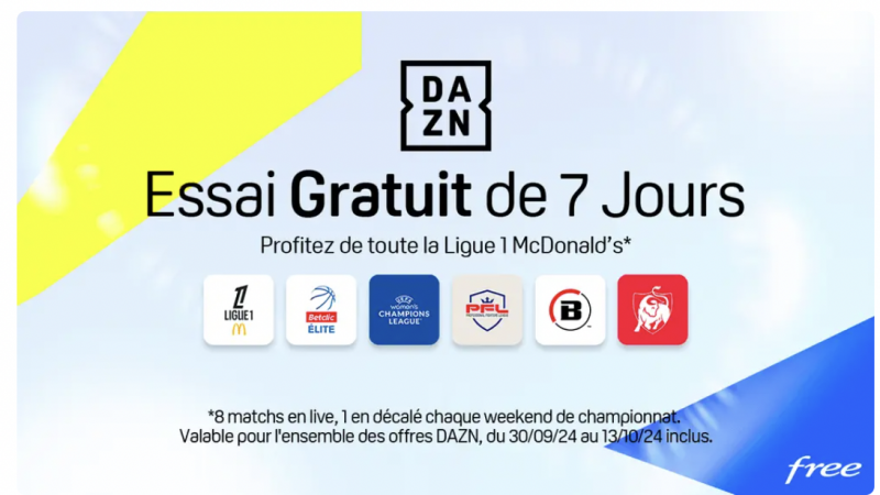 Annonce DAZN gratuite offerte sur les Freebox jusqu'au 13 octobre