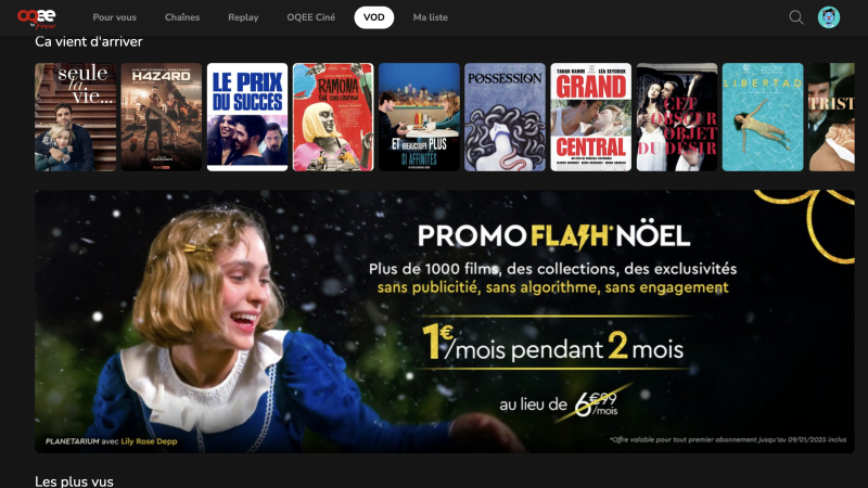 “Promo flash Noël” pour les abonnés Freebox : 1000 films à 1€ pendant 2 mois